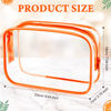 Picture of Weewooday 12 Pieces Clear Cosmetics Bag PVC Zippered Clear Toiletry Carry Pouch Cosmetic Makeup Bag Waterproof Makeup Bag Vinyl Plastic Organizer Case for Vacation Bathroom(Large,Orange)