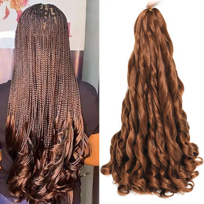 Picture of French Curly Braiding Hair 24 Inch 8 Packs - Pre Stretched Bouncy Braiding Hair- Loose Wavy Braiding Hair Synthetic Hair Extensions For Black Women (24 inch 8 packs, 30)