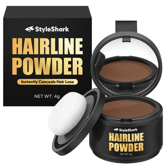 Picture of StyleShark Hairline Powder for Women and Men, Stain-Proof Root Touch Up Powder, Quick Cover Root Cover Up for Thinning Hair, Sweatproof Hair Powder for Women, Root Touch Up Hair Color (Auburn)