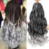 Picture of French Curly Braiding Hair 18 Inch 8 Packs - Pre Stretched Bouncy Braiding Hair- Loose Wavy Braiding Hair Synthetic Hair Extensions For Black Women (18 inch 8 packs 1B/Grey)