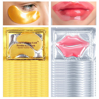 Picture of PERVALA 30PCS Lip Mask & Under Eye Mask, 24K Under Eye Patches for Puffy Eyes, Pink Lip Masks Skincare, Effectively Moisturizing the Lip & Eye Skin, Reducing Fine Lines & Dark Circle