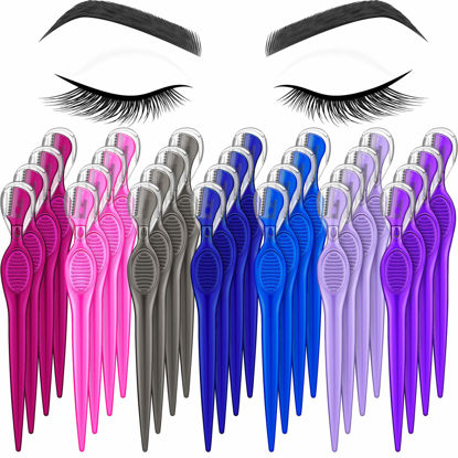 Picture of Mudder 28 Pcs Eyebrow Razor Knife Shaver Trimmer Shaver Multipurpose Exfoliating Tool Facial Hair Removal for Women Valentine's Day Giving(Assorted Colors)