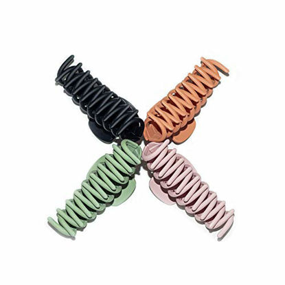 Picture of ZXC Big Hair Claw Clips, Nonslip Large Claw Clip, Suitable for multiple hairstyles, 4 Color Available (4 Packs)