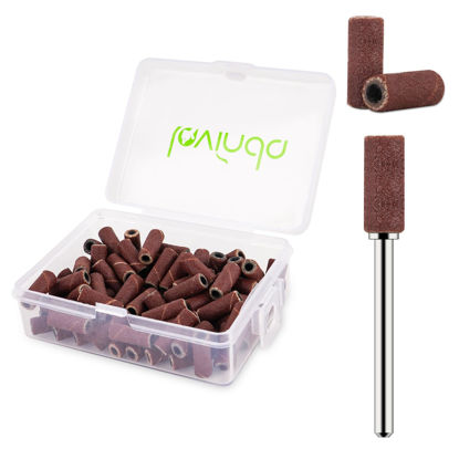 Picture of Lavinda Sanding Bands for Nail Drill with 3.1mm Mandrel Bit, 80 Piece Set Mini Small Sanding Bands Nail Drill Bits for Acrylic Nails Gel Manicures and Pedicures (120 Grit, Brown)