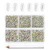 Picture of Beadsland Flatback AB Crystal Rhinestones Nail Gems, Round Rhinestones for Crafts,Mixed 6 Sizes with Wax Pencil Kit, SS3-SS10, 7200pcs