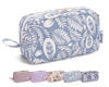 Picture of Narwey Cute Makeup Bag Small Toiletry Bag Travel Cosmetic Bag Organizer Make Up Bags with Organized Pockets for Women (Blue Leaf, Large)