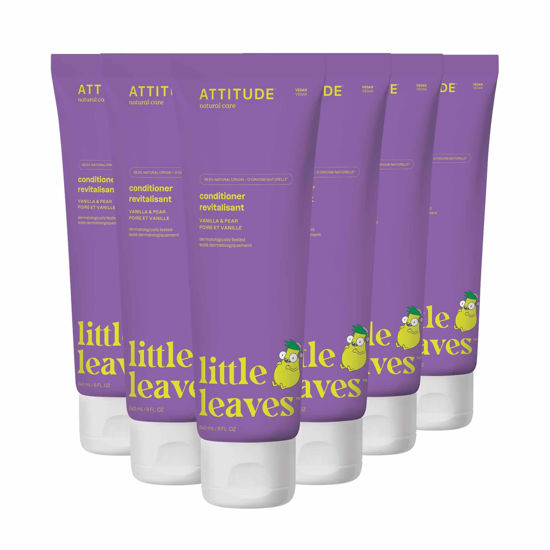 Picture of ATTITUDE Hair Conditioner for Kids, Dermatologically Tested Products, Plant- and Mineral-Based Detangler, Vegan, Vanilla and Pear, 8 Fl Oz (Pack of 6)