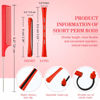 Picture of 48 Pieces Hair Perm Rods Short Cold Wave Rods Plastic Perming Rods Hair Curling Rollers Curlers with Steel Pintail Comb Rat Tail Comb for Hairdressing Styling Supplies (0.2 Inch, Red)