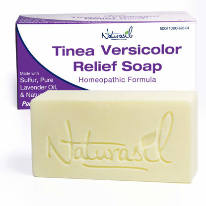 Picture of Naturasil Tinea Versicolor Treatment Max-Strength 10x Soap | Antifungal Micronized Sulfur | Stops Tinea, Pityriasis, Candida, Ringworm Jock Itch & Irritation | Fast Acting Adult & Kid Safe | 4 oz Bar
