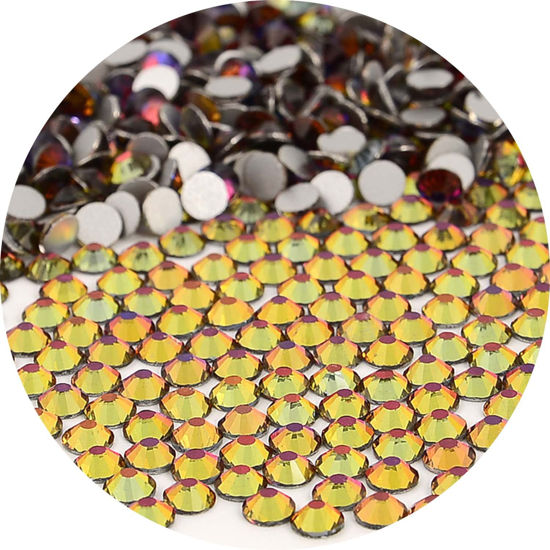 Picture of NCB Nancybeads 2000pcs Flatback Round Glass Nail Art Rhinestones Crystal for DIY Making Accessories Shoes, Clothes, Face Art, Bags, Manicure (Blue Volcanic, SS10 2000pcs)