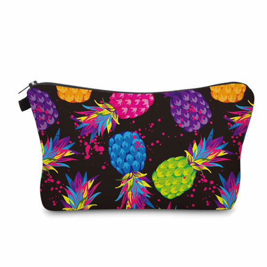 Picture of Cute Travel Makeup Bag Cosmetic Bag Small Pouch Gift for Women (Pineapple Colorful)