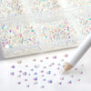 Picture of Beadsland 7200pcs Flatback Rhinestones,Transparent Rhinestones Nail Gems Round Crystal Rhinestones for Crafts,Mixed 6 Sizes with Wax Pencil Kit, SS3-SS10,Transparent AB