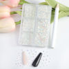 Picture of Beadsland 7200pcs Flatback Rhinestones,Transparent Rhinestones Nail Gems Round Crystal Rhinestones for Crafts,Mixed 6 Sizes with Wax Pencil Kit, SS3-SS10,Transparent AB