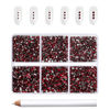 Picture of Beadsland 7200pcs Flatback Rhinestones,Dark Red Rhinestones Nail Gems Round Crystal Rhinestones for Crafts,Mixed 6 Sizes with Wax Pencil Kit, SS3-SS10,Dark Siam