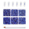 Picture of Beadsland 7200pcs Flatback Rhinestones,Royal Blue Rhinestones Nail Gems Round Crystal Rhinestones for Crafts,Mixed 6 Sizes with Wax Pencil Kit, SS3-SS10,Sapphire