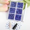 Picture of Beadsland 7200pcs Flatback Rhinestones,Royal Blue Rhinestones Nail Gems Round Crystal Rhinestones for Crafts,Mixed 6 Sizes with Wax Pencil Kit, SS3-SS10,Sapphire