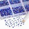 Picture of Beadsland 7200pcs Flatback Rhinestones,Royal Blue Rhinestones Nail Gems Round Crystal Rhinestones for Crafts,Mixed 6 Sizes with Wax Pencil Kit, SS3-SS10,Sapphire