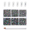 Picture of Beadsland 7200pcs Flatback Rhinestones,Green Rhinestones Nail Gems Round Crystal Rhinestones for Crafts,Mixed 6 Sizes with Wax Pencil Kit, SS3-SS10,Green Volcano
