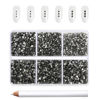 Picture of Beadsland 7200pcs Flatback Rhinestones,Gray Rhinestones Nail Gems Round Crystal Rhinestones for Crafts,Mixed 6 Sizes with Wax Pencil Kit, SS3-SS10,Black Diamond