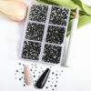 Picture of Beadsland 7200pcs Flatback Rhinestones,Gray Rhinestones Nail Gems Round Crystal Rhinestones for Crafts,Mixed 6 Sizes with Wax Pencil Kit, SS3-SS10,Black Diamond
