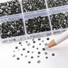 Picture of Beadsland 7200pcs Flatback Rhinestones,Gray Rhinestones Nail Gems Round Crystal Rhinestones for Crafts,Mixed 6 Sizes with Wax Pencil Kit, SS3-SS10,Black Diamond