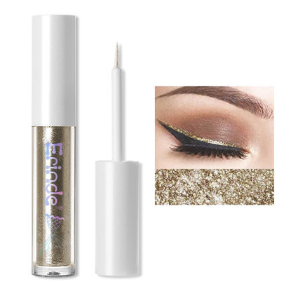 Picture of Erinde Liquid Glitter Eyeshadow Eyeliner, Metallic Shimmer Glitter Eyeshadow Liner, High Pigment Colored Eyeliner, Waterproof Long Lasting Sparkle Christmas Makeup for Women, Sunset Champagne