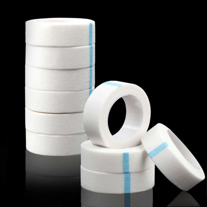 Picture of fenshine 10 Rolls Micropore Medical Tape for Eyelash Extension, Adhesive Fabric Tape For for Eyelash Extension Supply 0.5 inch x 10 Yards (10Rolls withe)