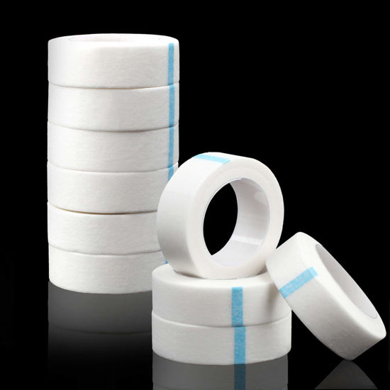 Picture of fenshine 10 Rolls Micropore Medical Tape for Eyelash Extension, Adhesive Fabric Tape For for Eyelash Extension Supply 0.5 inch x 10 Yards (10Rolls withe)
