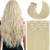 Picture of Lacer Hair Seamless Blonde Clip in Hair Extensions 20 Inch Human Hair 7 Pcs 110g #60A Platinum Blonde Hair Extensions Clip ins Invisible Thin Soft Tape Weft Silky Straight Clip On Hair Extensions