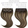 Picture of Lacer Hair Extensions Clip in Human Hair Chestnut Brown Mixed Dark Brown with Dark Brown Roots Color Ultra Thin PU Weft Seamless Extensions Clip in Human Hair R#2-2/6 110g 7pcs 14 Inch