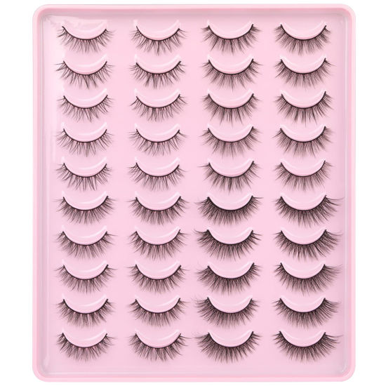 Picture of False Eyelashes Natural Look Fluffy Mink Lashes 4 Styles Wispy Natural Lashes 3D Strip Eye Lashes Pack by Kiromiro