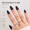 Picture of SHANGMENG Matte Black French Tip Press on Nails Almond - Soft Gel Press on Nails Short for Women Gift, Fit Perfectly & Natural Stick on Nails with Glue in 16 Sizes - 32 Reusable Fake Nails, Black