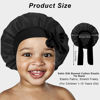 Picture of 3 Pcs Kids Silk Bonnet for Sleeping - Baby Satin Bonnet for Sleeping,Kids Hair Bonnets for Curly Hair Girls Boys with Wide Elastic Band,Sleeping Cap for Teens Toddler Child (Pink+Black+Light Blue)
