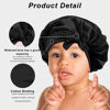 Picture of 3 Pcs Kids Silk Bonnet for Sleeping - Baby Satin Bonnet for Sleeping,Kids Hair Bonnets for Curly Hair Girls Boys with Wide Elastic Band,Sleeping Cap for Teens Toddler Child (Pink+Black+Light Blue)