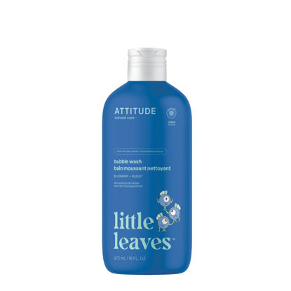 Picture of ATTITUDE Bubble Wash for Kids, Hair Shampoo and Body Soap, EWG Verified, Plant- and Mineral-Based, Vegan, Blueberry, 16 Fl Oz