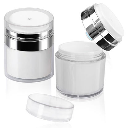 Picture of 2Pack 30ml Airless Pump Jar - Airless Pump Bottles 1.0 Oz Moisturizer Pump Dispenser, Cream Jar Vacuum Bottle Drunk Elephant Container, Cosmetic Pump Skincare Containers
