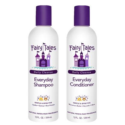 Picture of Fairy Tales Daily Cleanse Everyday Kids Shampoo + Conditioner set - Gentle Natural Defining, Tangle Free, Moisturizing and Hydrating Formula, Paraben Free - 12 oz Shampoo and 12 oz Conditioner