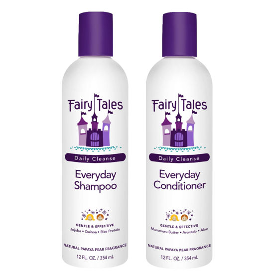 Picture of Fairy Tales Daily Cleanse Everyday Kids Shampoo + Conditioner set - Gentle Natural Defining, Tangle Free, Moisturizing and Hydrating Formula, Paraben Free - 12 oz Shampoo and 12 oz Conditioner