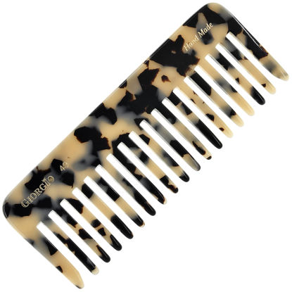 Picture of Giorgio G49 Large Hair Detangling Comb, Wide Teeth for Thick Curly Wavy Hair. Long Hair Detangler Comb For Wet and Dry. Handmade of Quality Cellulose, Saw-Cut, Hand Polished, White Tokyo (5.75")