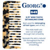 Picture of Giorgio G49 Large Hair Detangling Comb, Wide Teeth for Thick Curly Wavy Hair. Long Hair Detangler Comb For Wet and Dry. Handmade of Quality Cellulose, Saw-Cut, Hand Polished, White Tokyo (5.75")
