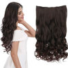 Picture of REECHO 24" 1-Pack 3/4 Full Head Curly Wave Clips in on Synthetic Hair Extensions HE008 Hairpieces for Women 5 Clips per Piece-Dark Brown
