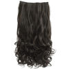 Picture of REECHO 24" 1-Pack 3/4 Full Head Curly Wave Clips in on Synthetic Hair Extensions HE008 Hairpieces for Women 5 Clips per Piece-Black Brown