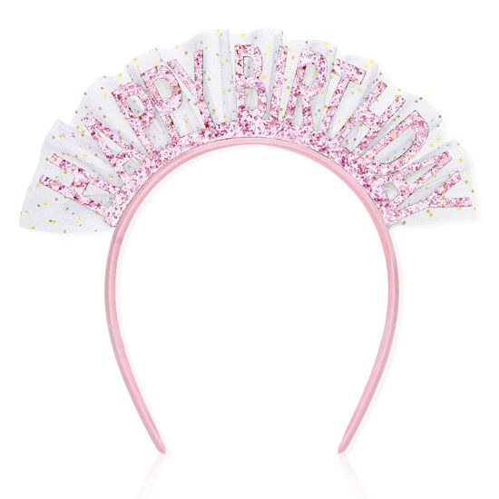 Nogeqi Pink Birthday Headband & Sash For 10th Birthday Party Decorations
