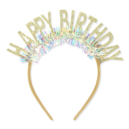 Picture of CIEHER Birthday Crown Headband, Women's and Girls' Birthday Tiara, Happy Birthday Decorations and Gifts - Gold
