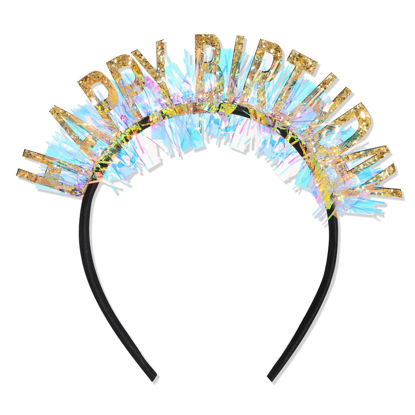 Picture of CIEHER Happy Birthday Headband for Women Girls Birthday Gifts Birthday Decorations Gold