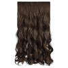 Picture of REECHO 20" 1-Pack 3/4 Full Head Curly Wave Clips in on Synthetic Hair Extensions HE008 Hairpieces for Women 5 Clips per Piece-Dark Brown with Copper Highlights