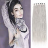 Picture of Leeven 40 Strands Thin Dreadlock Extensions 24 Inch Grey Soft Crochet SE Dreads Reggae Style Synthetic Braiding Hair 0.6 cm Width Loc Extensions for Women Men