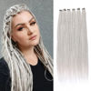 Picture of Leeven 40 Strands Grey Dreadlock Extensions 18 Inch Single Ended Handmade Soft Dreads Extensions 0.6 cm Width Loc Extensions Synthetic Reggae Hippe Style Crochet Hair for Women Men