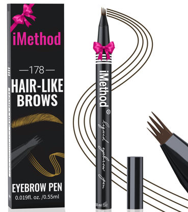 Picture of iMethod Eyebrow Pen - Eyebrow Pencil with Micro 4-Fork Tip, Microblading Eyebrow Pen for Natural Hair-Like Brows, Long-Lasting Eye Brow Pencils for Women, Smudge-proof, Dark Brown