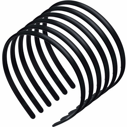 Picture of WILLBOND 6 Pieces Plastic Plain Headbands Teeth Comb Headbands Halloween Skinny DIY Hair Bands Headbands for Women Girls (Rubber Black, 8 mm)